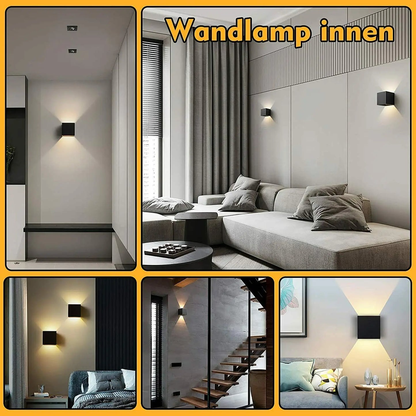 4pcs Modern LED Wall Lamp, 7W Metal wall lamp up and down adjustable light beam, Cube LED Light for Indoor and Outdoor