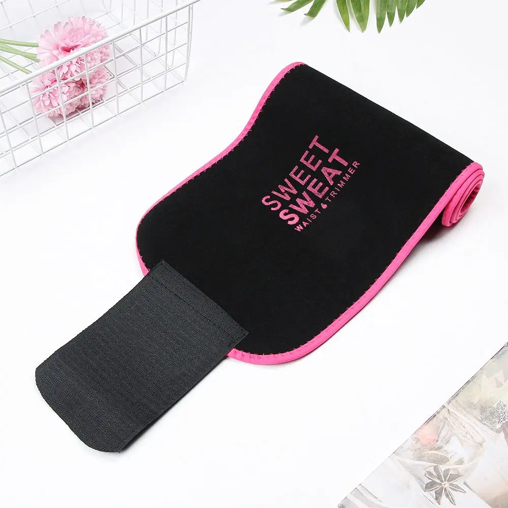SWEET SWEAT Women Slimming Belt Fitness Corset Waist Support Adjustable Sweat Waist Trainer Body Shaper Lumbar Belt