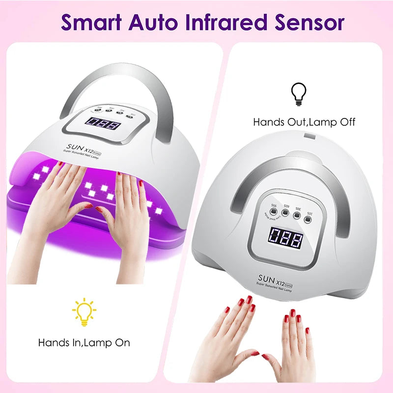 SUN X12 MAX UV LED Nail Lamp For Manicure 66 Led UV Lamp For Nails Gel Polish Dryer With Smart Sensor Professional Salon Tool