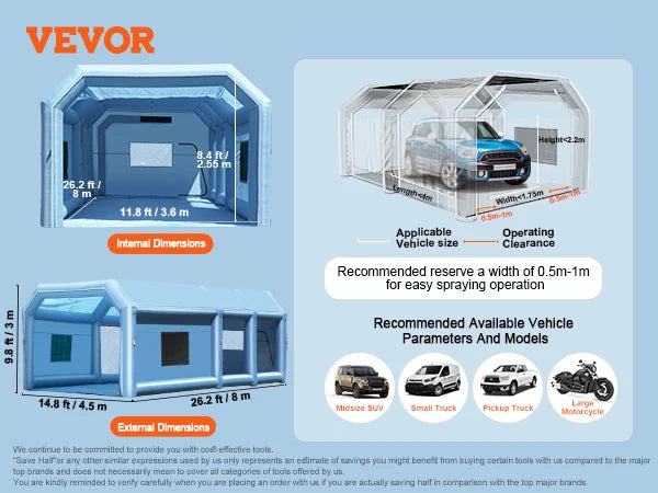 Professionelle Lackierkabine 2025: VEVOR Inflatable Paint Booth mit leistungsstarken Blasern und Luftfilter-System. Portables Auto-Lackier-Booth für die deutsche Automobilindustrie