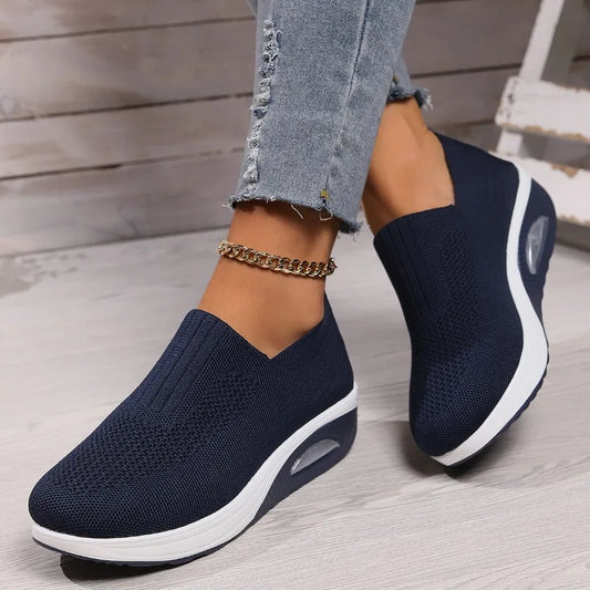 New Women Tennis Walking Shoes Air Cushion Non Slip Orthopedic Shoes Ladies Platform Mules Breathable Wedge Female Sneakers