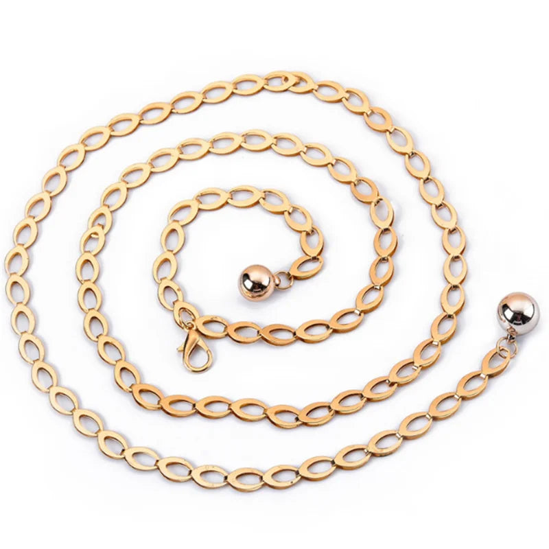 Women Fashion Belts Luxury Designer Belt Retro Silver Carved Hollow Out Chain Belt for Women Elegant Round Metal Women Belt