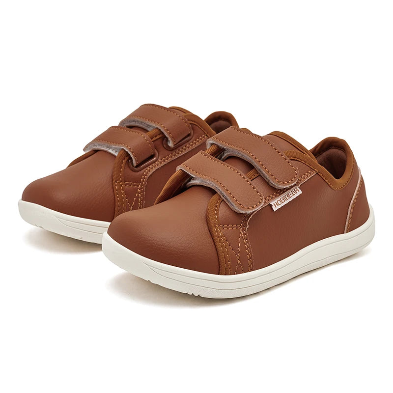HOBIBEAR Kinder Barfuß Schuhe 2025 - Klein/Groß/Kind Weite Zehen Minimalistische Sneaker - Leichtgewicht Klettverschluss Kunstleder Schuhe