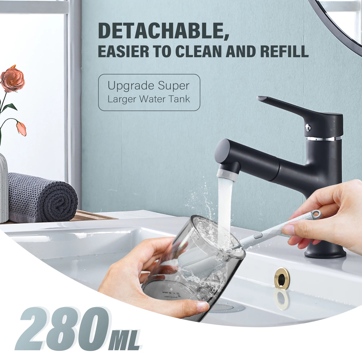 Irigator oral 2025: Irigator oral Sejoy Dental cu apă - Curățitor de dinți cu 4 duze și 4 moduri pentru îngrijire dentară profesională