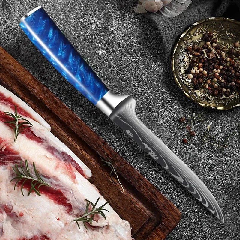 Küchenmesser-Set 2025: High Carbon Stainless Steel 7CR17 - Damascus Pattern Cleaver Chef Santoku Collection