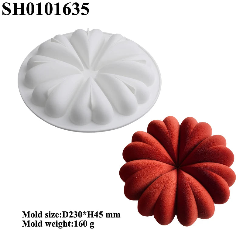 Romantic Heart or Rose Design Silicone Cake Molds Valentine's Day Mousse Cake Mold Kitchen Bakeware Dessert Decorating Tools