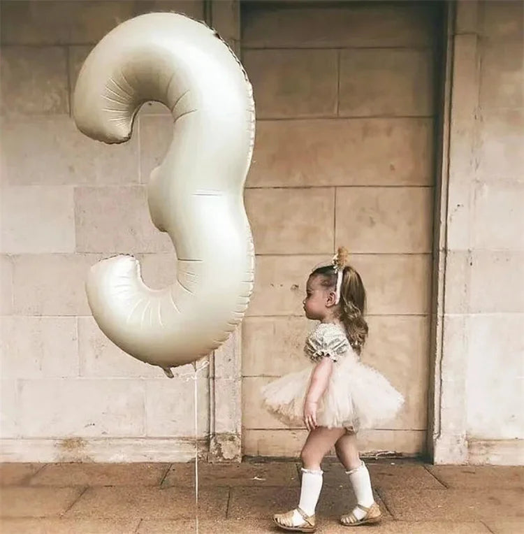 CHUYUN Happy Birthday Zahlenfolie Ballons - 8er Creme 40cm