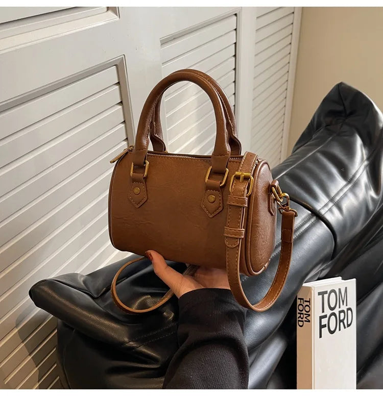 Women Vintage Boston Bag Casual Fashion Crossbody Women's British Style Top-Handle Simple Female Shoulder Bag for Girl