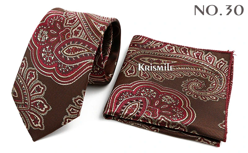 Novelty Paisley Tie Pocket Square Set For Men Skinny Slim 6cm Necktie Fit Business Wedding Party Stage Host Daily Wear Accessory