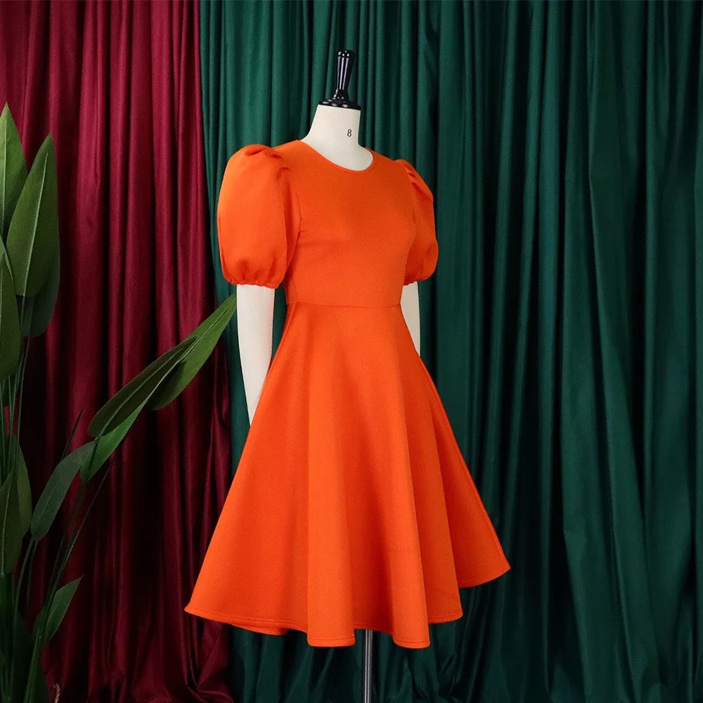 Elegante Kleider Für Frauen 2024 O-Ausschnitt Kurze Ärmel Hohe Taille Plissiert Midi Luxus Weiblich Geburtstag Party Dinner Vestidos