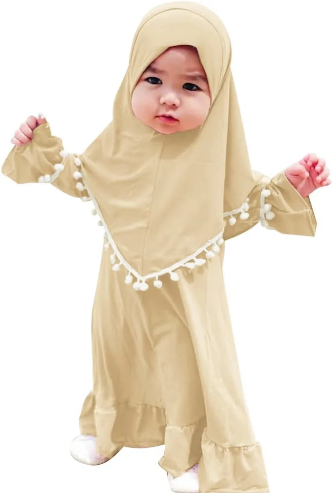 Henan EHF046 Mädchen Hijab Set Überkopf Schal - 2 Stk 110