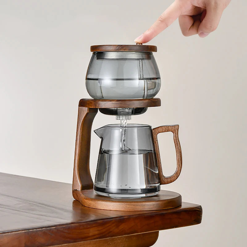 Chinese style tea making artifact, high-end glass teapot for household use, automatic tea set for lazy people separation