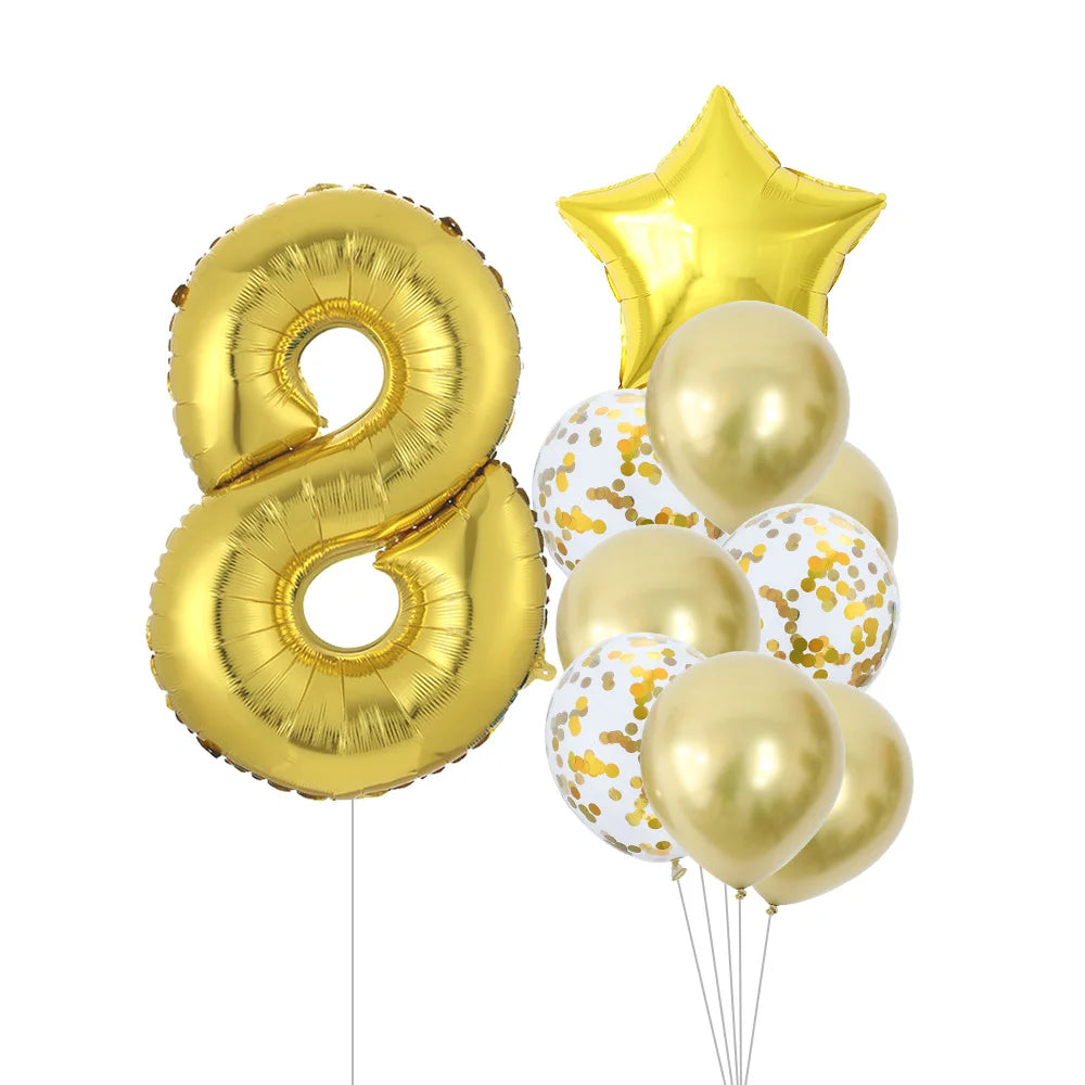 GIHOO 21118 Zahlenballons Roségold - 10 Stück 40 cm Latex