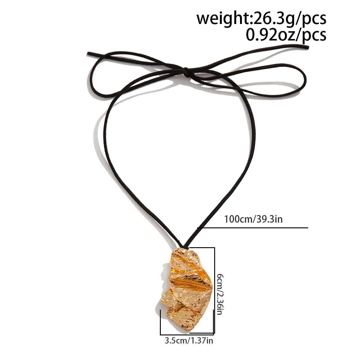 Salircon Irregular Pleated Metal Pendant Necklace for Women Charm Classic Black Velvet Rope Chain Necklace Female Party Jewelry