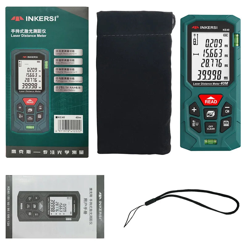 INKERSI Laser Rangefinder Digital Tape Measure 40M/70M/120m