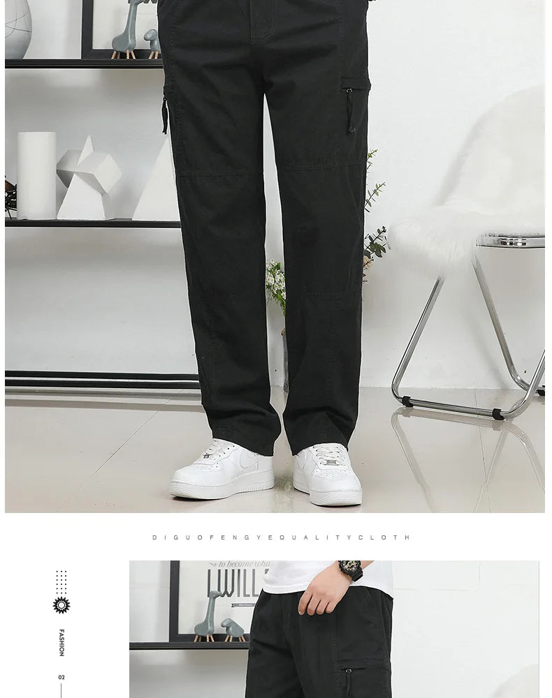 IPPOLICH Loose Fit Trousers Youth Workwear Pants New Cargo Pants Men's Loose Straight Oversize Clothing Men Casual Street Pants