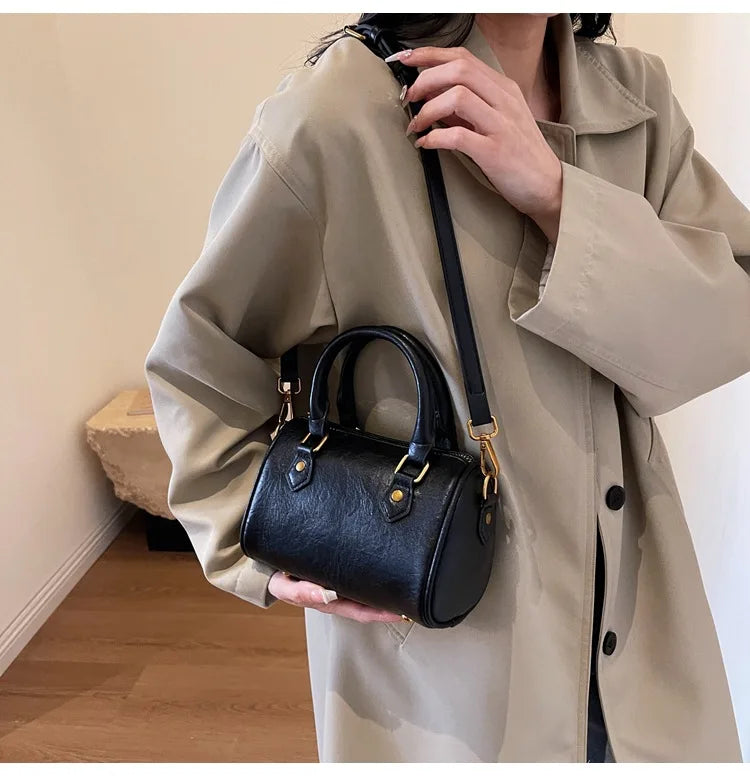 Women Vintage Boston Bag Casual Fashion Crossbody Women's British Style Top-Handle Simple Female Shoulder Bag for Girl