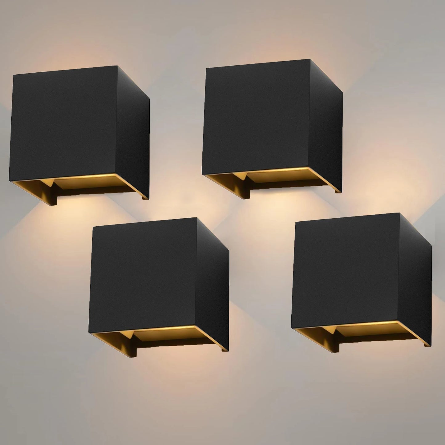 4pcs Modern LED Wall Lamp, 7W Metal wall lamp up and down adjustable light beam, Cube LED Light for Indoor and Outdoor