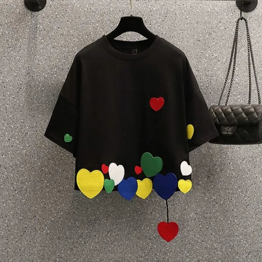 Damen-Sommer-T-Shirt 2025: Sommer Neues Rundhals Mode Kurzarm T-Shirt Frauen High Street LƤssig Lockere Pullover Persƶnlichkeit Baumwolle Allzweck Tops Kollektion