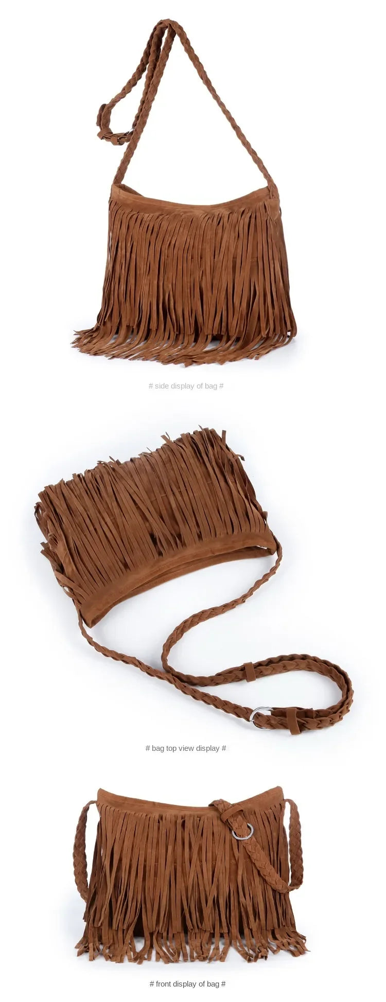 Luxus Crossbody Quasten - Einfarbig Handyfach 25x15cm