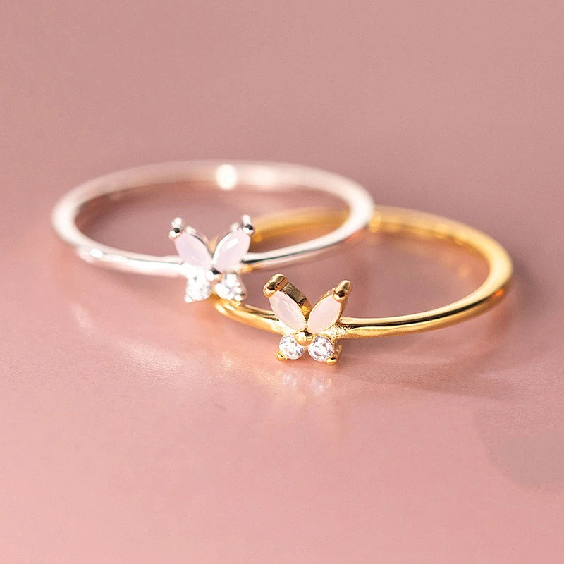 SOFTPIG Real 925 Sterling Silver Zircon Butterfly Adjustable Ring For Charming Women Cute Fine Jewelry Minimalist Accessories