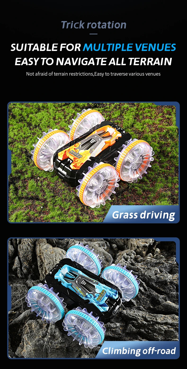RC-Auto 2025: Neues RC-Stunt-Amphibien-Offroad-Elektro-Remote-Control-Vehicle-Doppelseitiges-Tumbling-Car-Kinder-Licht-Toys-Geschenke-Sammlung