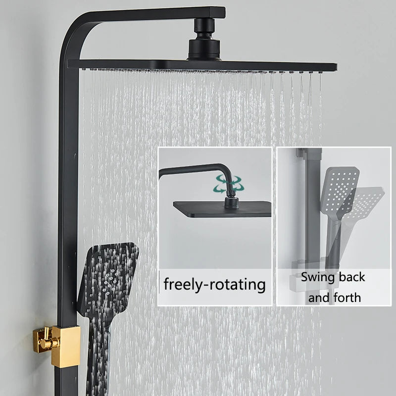 AquaTec Duscharmatur Digital - 4 Funktionen Thermostat 120cm
