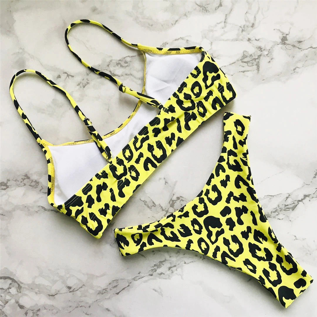 14 Farben S-XL Elegant Leopard Bikini: Varleinsar Wire-Free Low Waist Brasilianischer - Zweiteilig Beach Style Polsterung Leopard-Muster