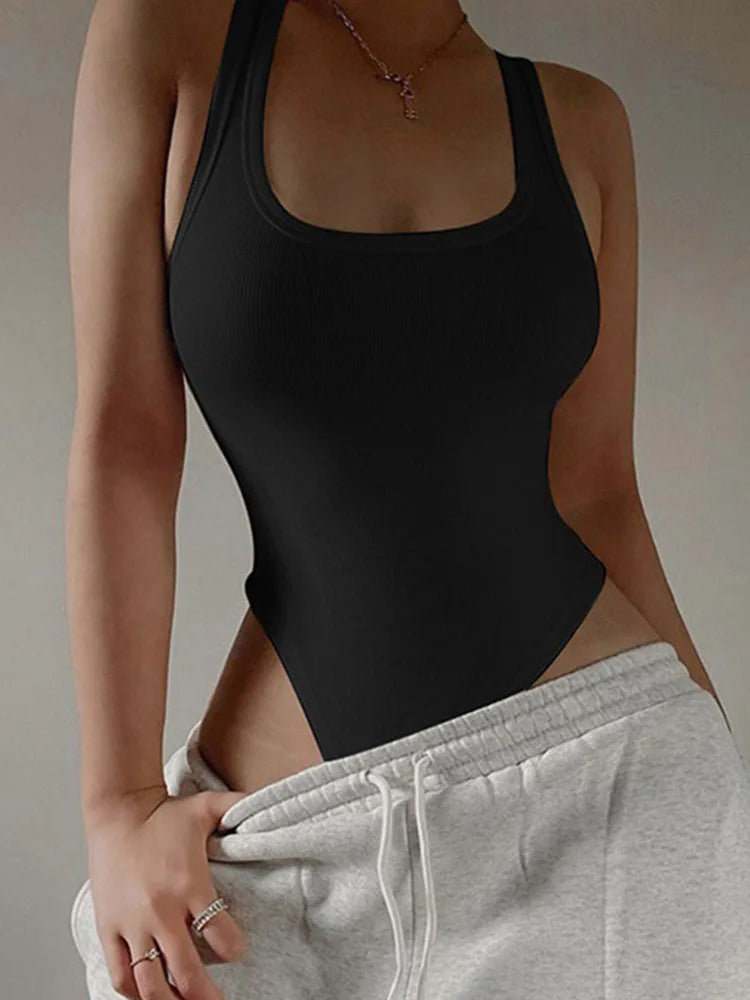 Sleeveless Knit Bodysuit Hot Summer elegant Bodycon Off Shoulder Halter Tops Casual Street Bodice For Women ClubWear