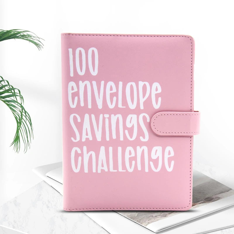 PU Leather Loose-leaf Journal Notebook 100 Day Couple's Challenge Savings Book Magnetic Buckle Save Money Book Make Money Books