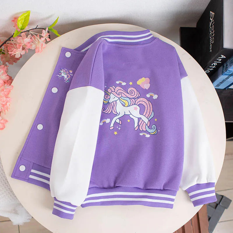 BOTEZAICN Einhorn Jacke Sportlich - 3-12 Jahre V-Ausschnitt