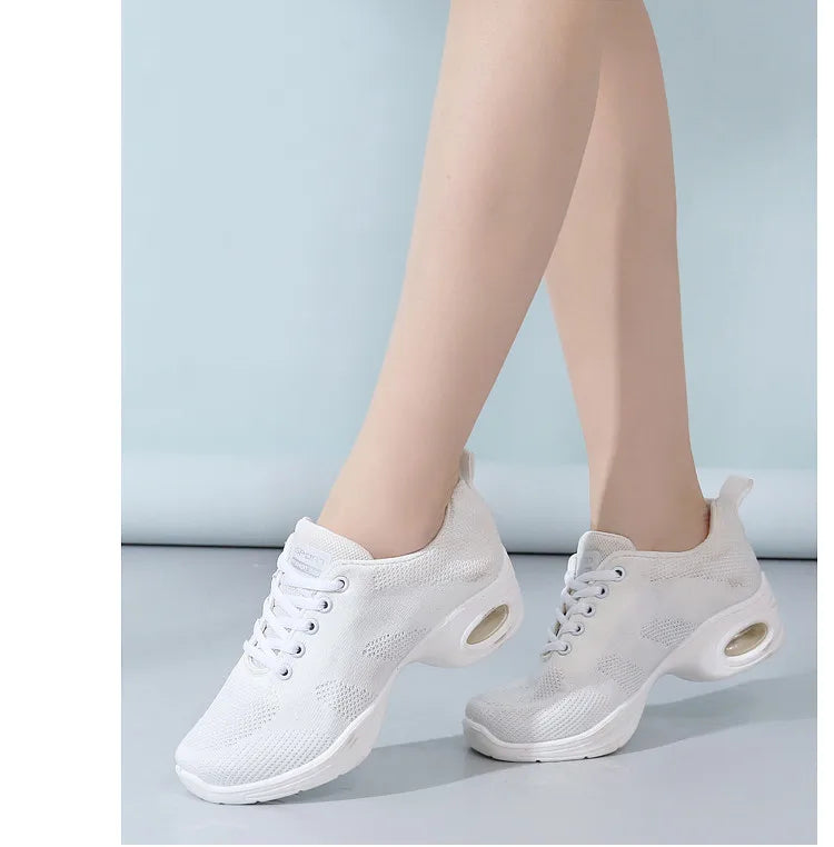 Sneakers Dance Shoes For Women Flying Woven Mesh Comfortable Modern Jazz Dancing Shoes Girls Ladies Outdoor Sports Shoes