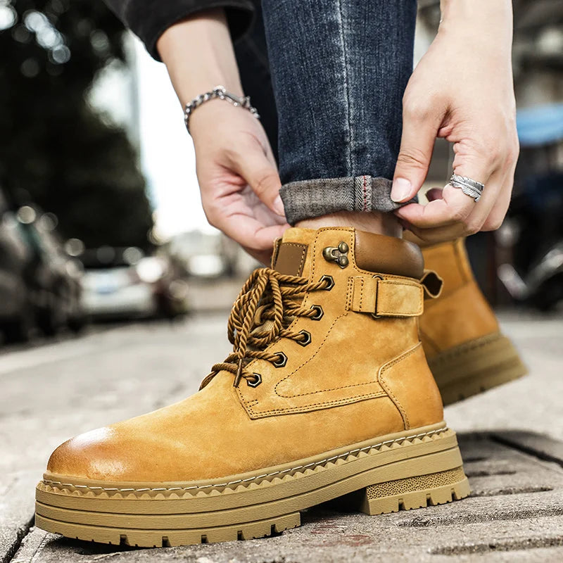 YeinshaarsCN Suede Leder High-Top - Größe Knöchel Rutschfeste Sohle