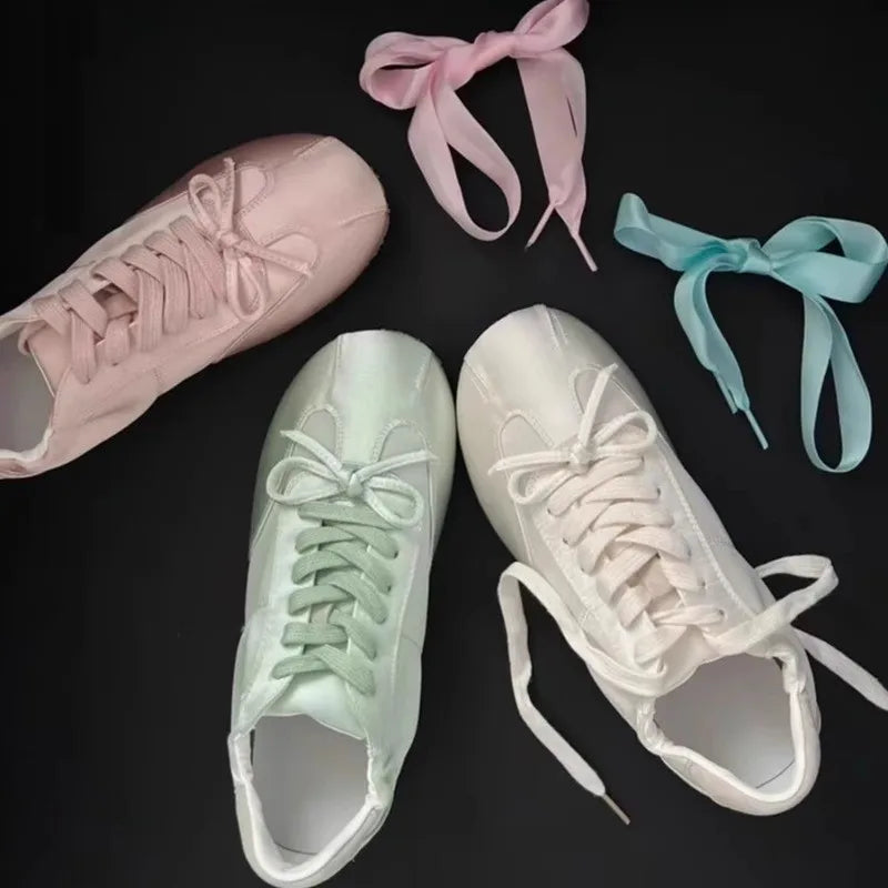 Ballett Tanz Schleife Ballett Flache Schuhe 2025 - Casual Schleifenknoten Flacher Boden Tanz Schuhe - Weiche Flats Kleine Weiße Schuhe Frauen Mädchen