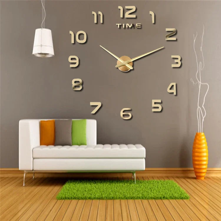 Modern Design Large Wall Clock 2D DIY Quartz Clock Fashion Watch Acrylic Mirror Stickers Living Room Home Decoration Decor