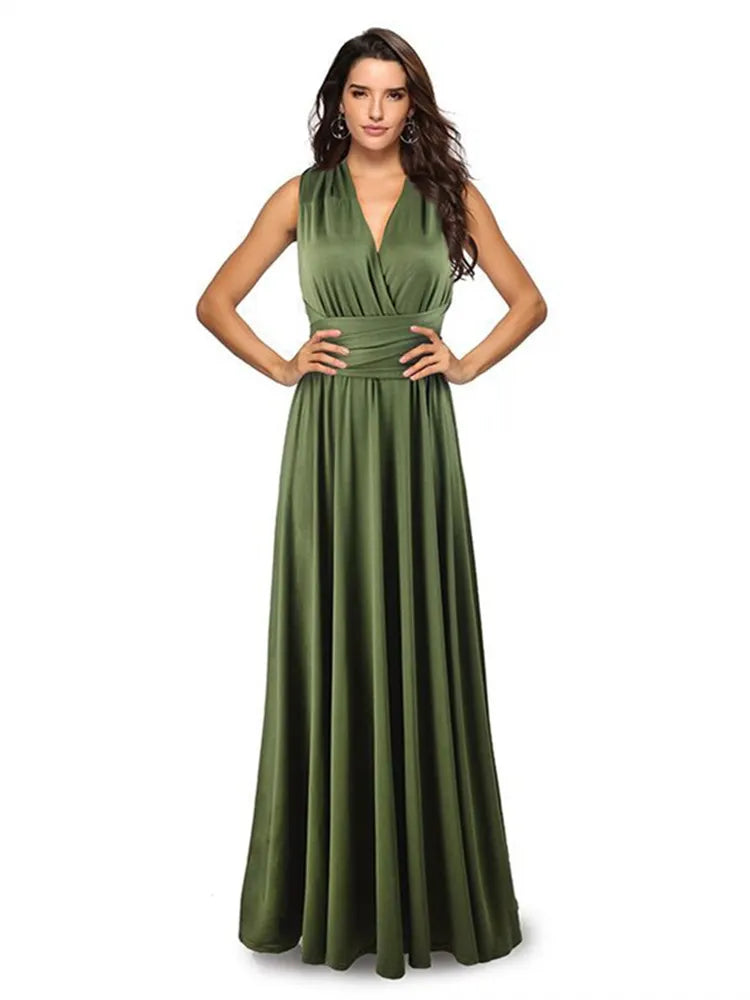 Rochie lungă elegantă de club, stil boho, rochie roșie de bandaj, pentru petrecere, cu mai multe variante, convertibilă, infinit, rochie lungă pentru femeie