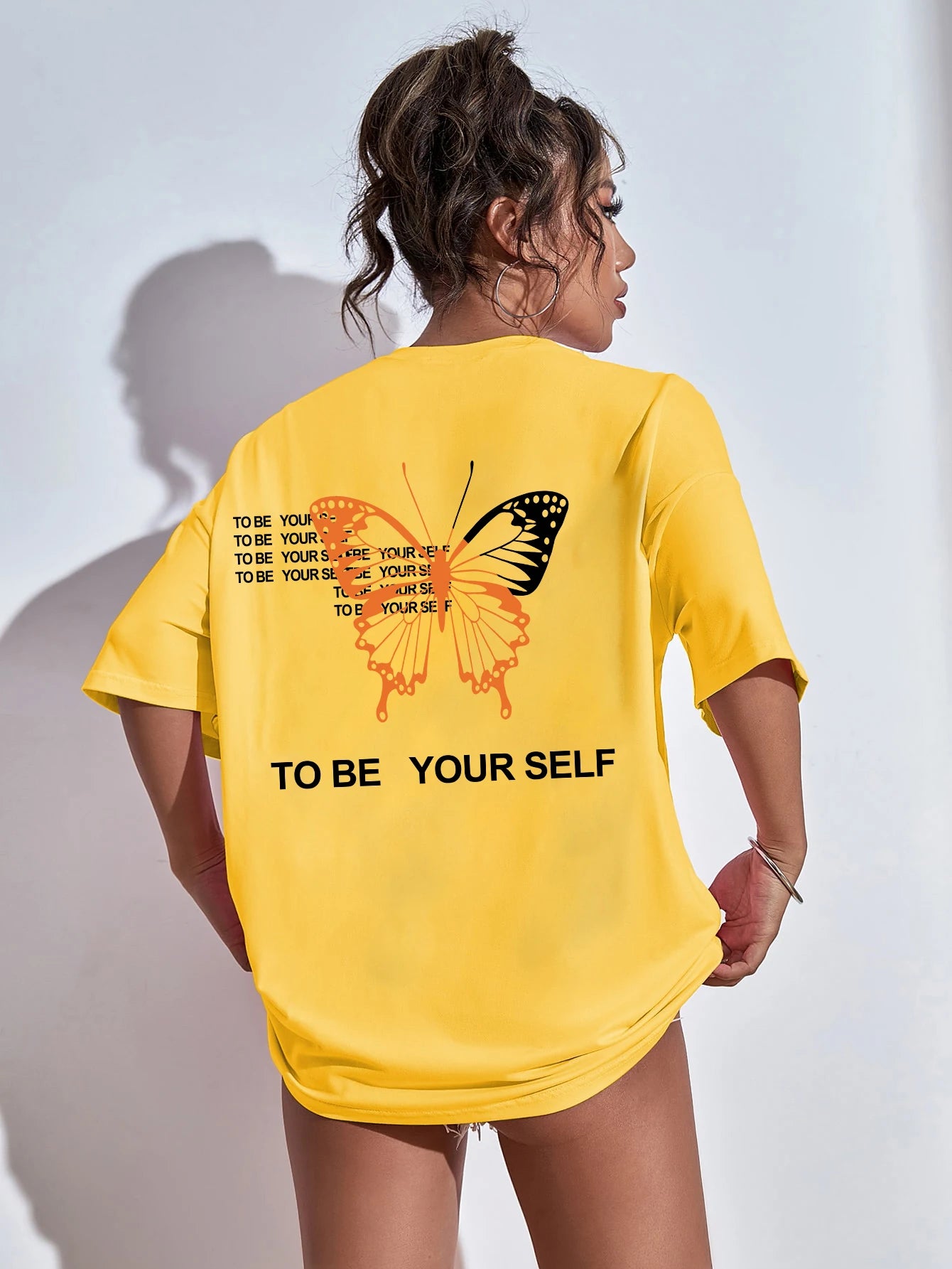 To Be Yourself Letter T-Shirts Women Street Funny Tshirt O-Neck Breathable Cotton Clothing Summer Fashion Casual T Shirt Female