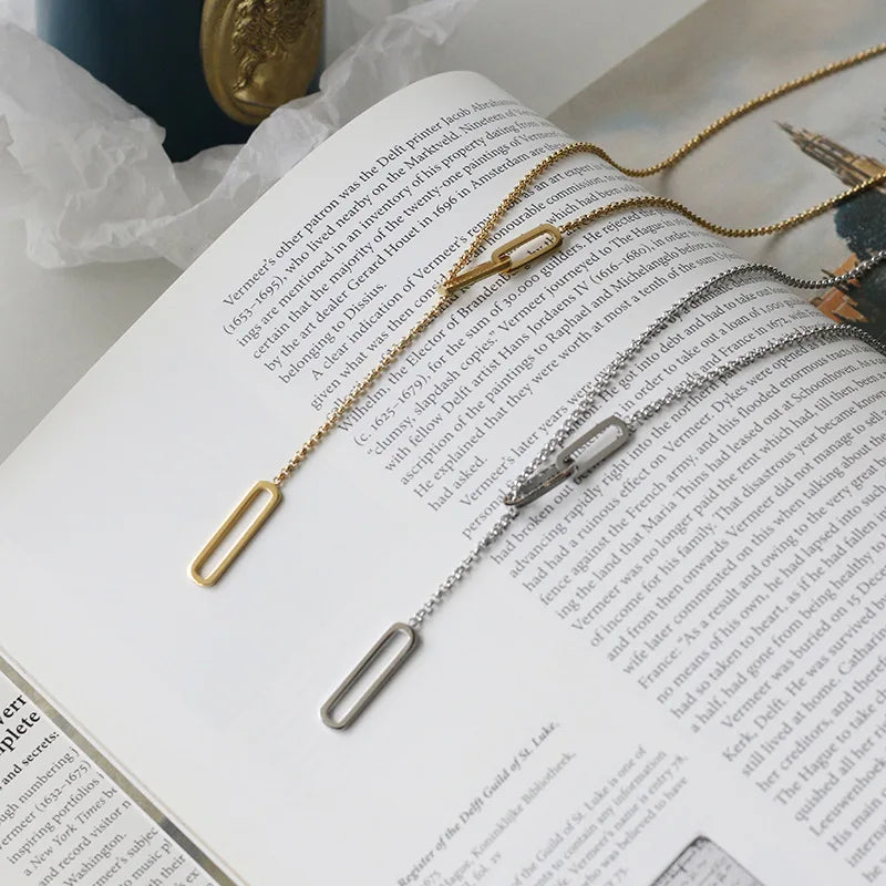 Geometrische Y-förmige Anhänger Halskette Damen - Edelstahl Plattiert 18K Gold - Mode Persönlichkeit Hip Hop Party Schmuck