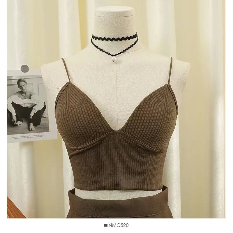 Women elegant Crop Tops Bra Tube Top Female Streetwear Sleeveless Seamless Sports Bra Crop Camis Top Tee Bandeau Top Basic Tank