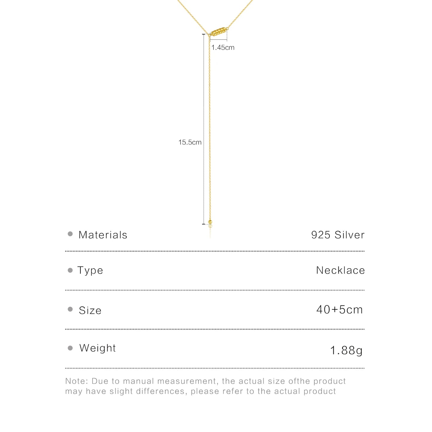 ANDYWEN 925 Sterling Silver Minimalist Wheat Leaf Pendant Long Y-Shaped Necklace 2025 Fine Jewelry for Women's Casual Style