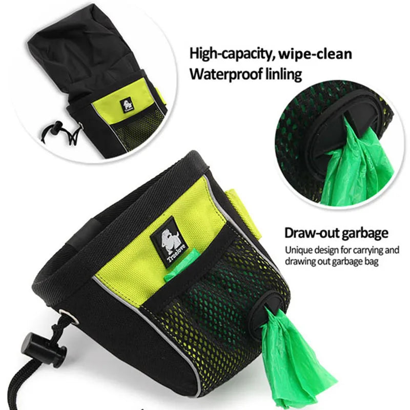 Truelove Tragbar Reise Hund Snack 2025: Leckerli Tasche Reflektierend 3M Oxford - Haustier Training Clip-on Beutel Gürtel Kot Spender 500ml-1.5L Orange Gelb