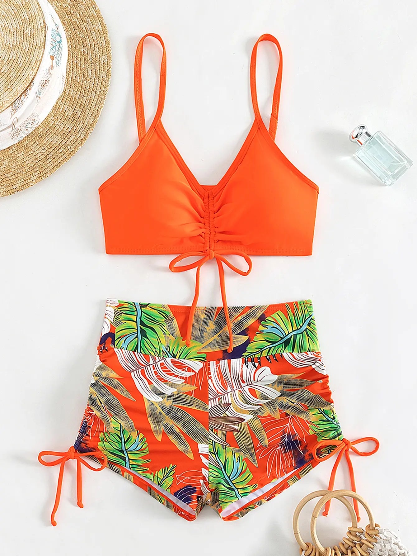 Costume de baie pentru femei 2025 - Pantaloni scurți cu talie înaltă și șnur în față