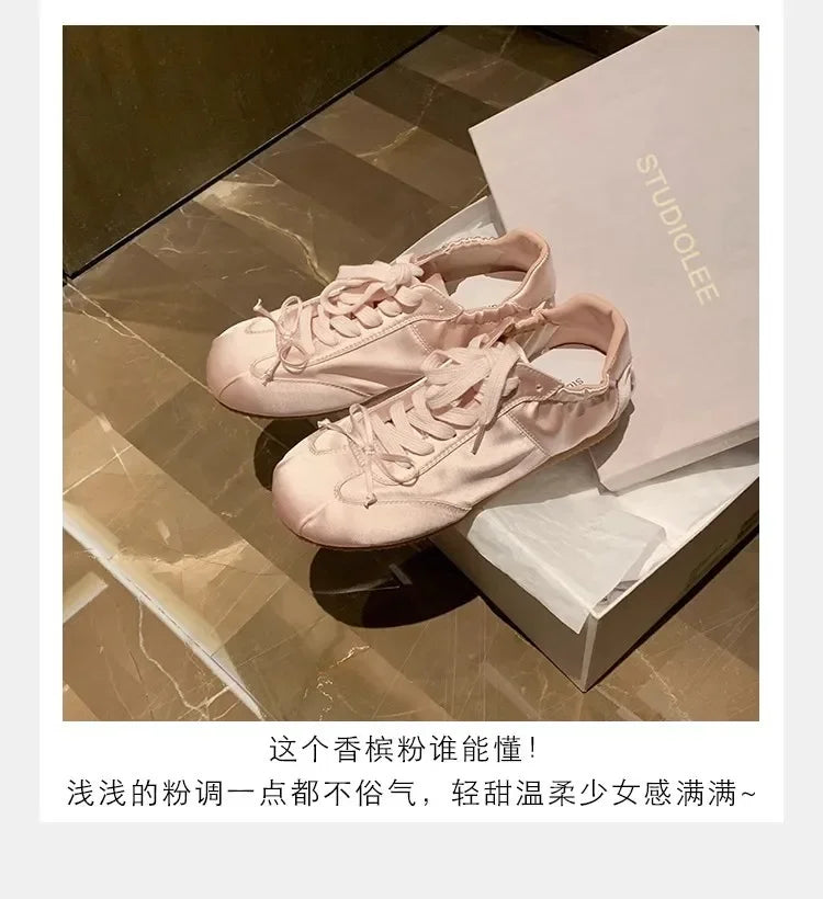 Comemore 2025 Neu Sommer Damen Ballet Stil Süß Mädchen Sport Board Schuhe Mode Satin Schleife Freizeit Flats Damen Komfortabel