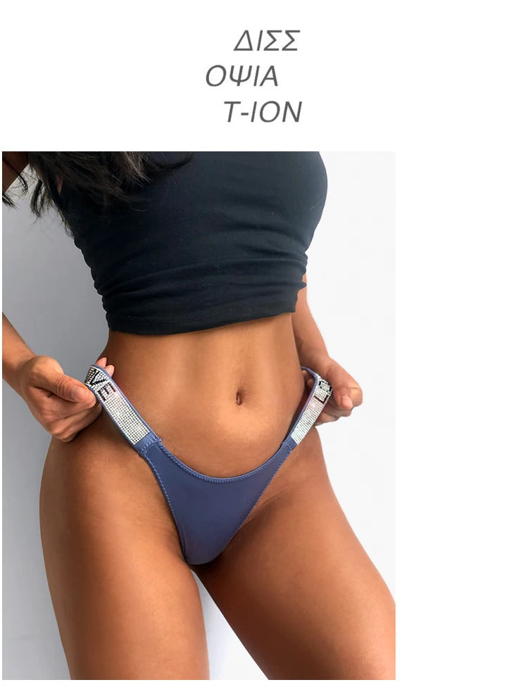 ZQTWTC Damen String 2025 - Tief sitzende Panties mit Strass-Details S-XL