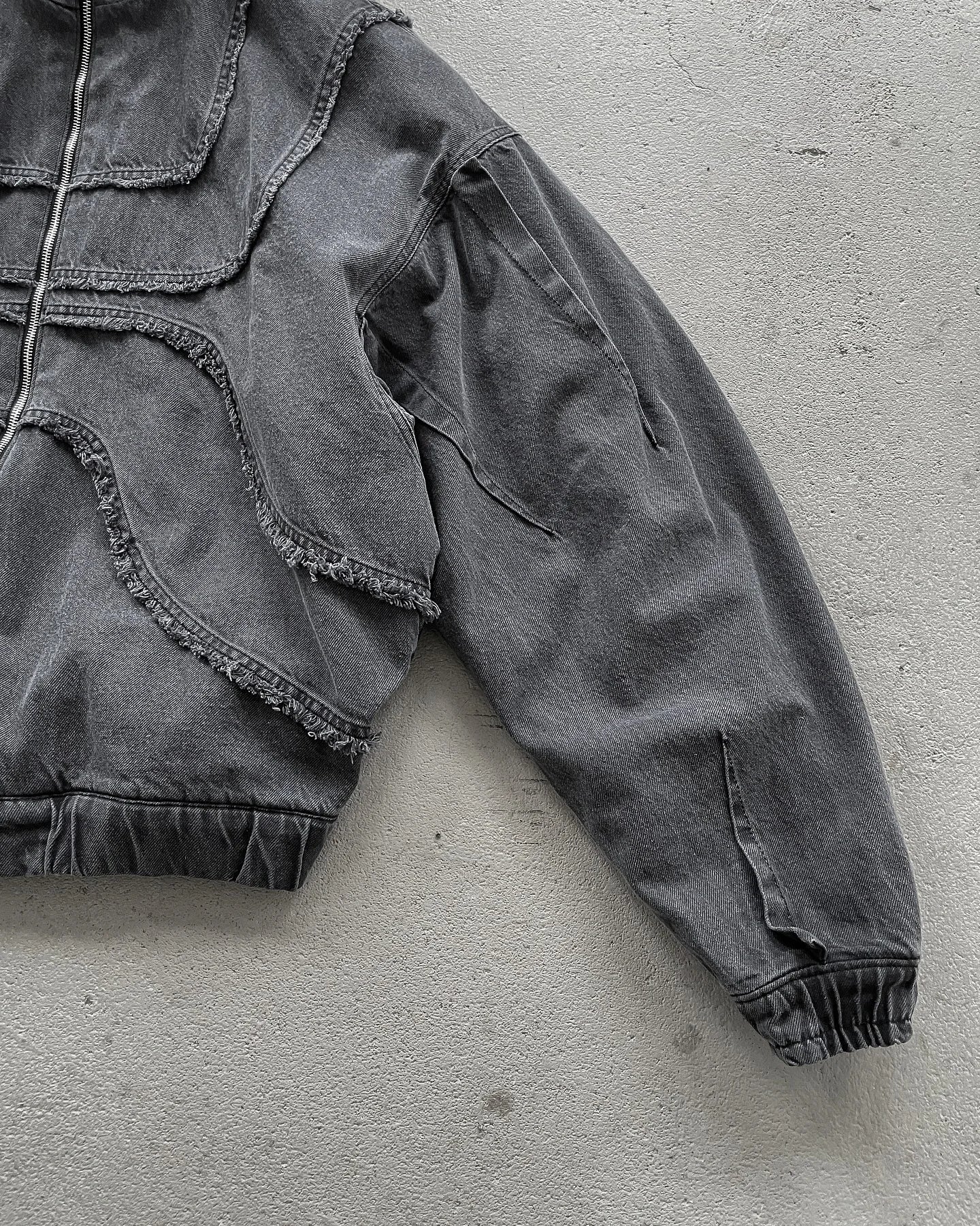 Washed Denim Jacket Y2K American Double Zipper Stitching Flanging Design Streetwear Gothic High Street Oversized Unisex Pullover