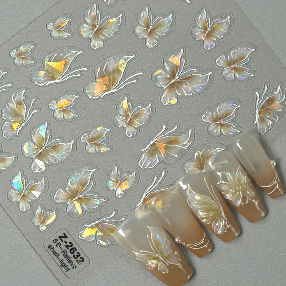 Autocolant Leidankou 5D cu fluturi pentru unghii - 14x7.2cm 1 buc