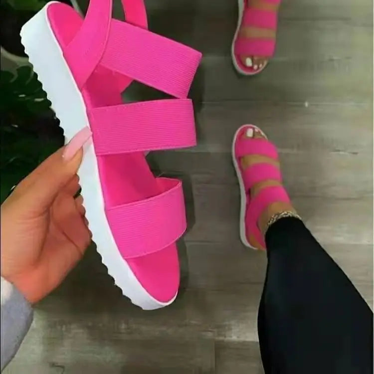 Strand-Sandalen 2025: YBQJOO Women Sandals New Flat Heel Platform Cross Strap - Open Toe Plus Size Outdoor Sport Beach Casual Shoes on Offer 2023 Collection