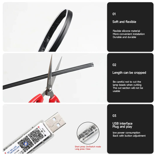 Auto-Ambientelicht 2025: RGB USB Car Interior Ambient Light Rainbow - Acrylic Strip LED Symphony APP Music Control Decorative Dashboard Atmosphere Lamp Collection - Golden Bridge Store