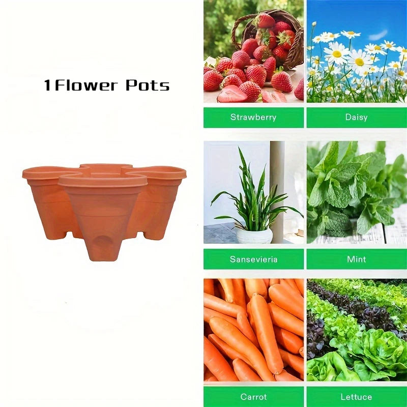 Vertical Plantation Tower Style Garden, Stackable Herb Garden Plantation, Vegetable Planting Pot, Petal Shaped Flower Pot