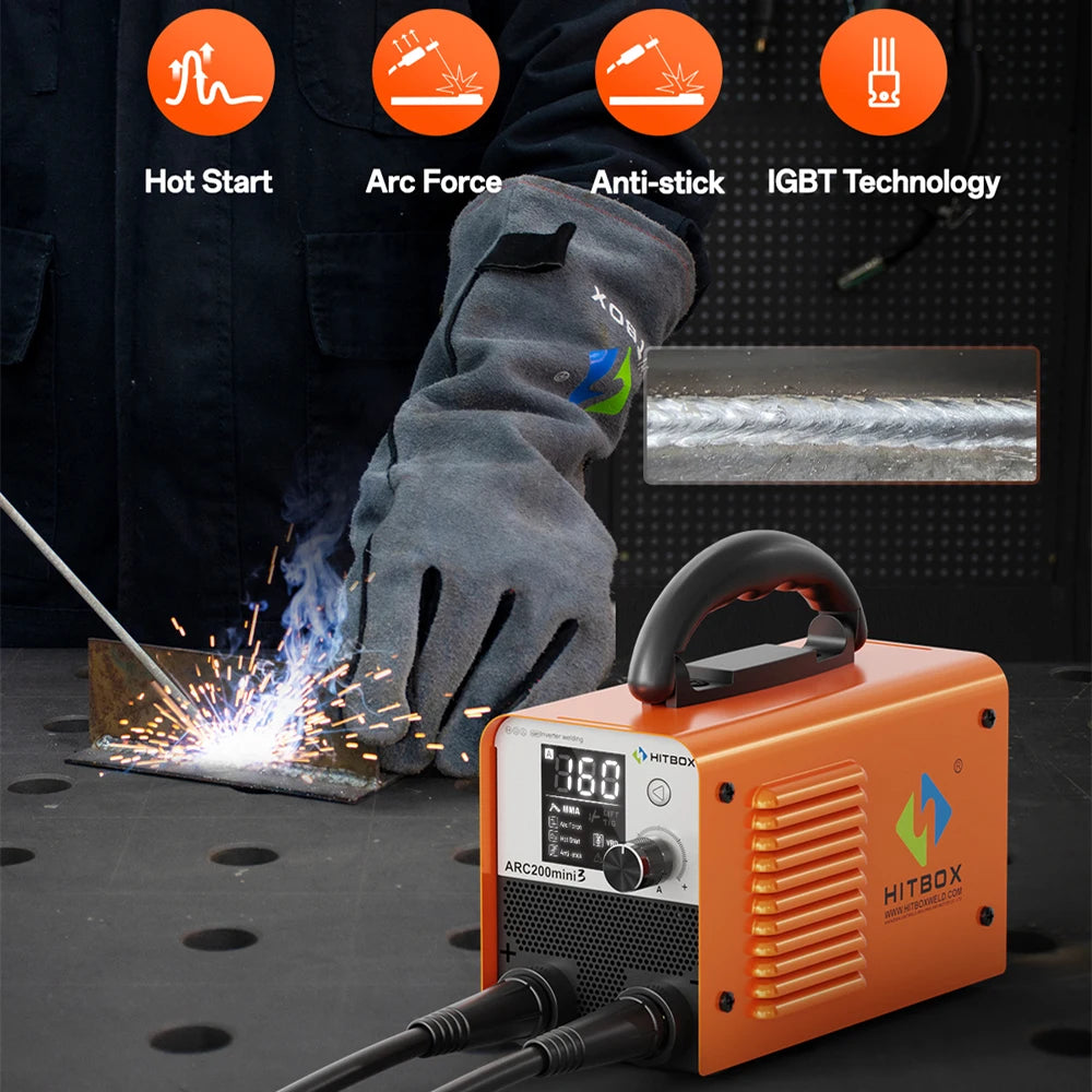 HITBOX Ultra-Mini Stick Welder MMA ARC/Lift Tig Welding Machine Hot Start Arc Force LED Digital IGBT Protable Home Welder Tool